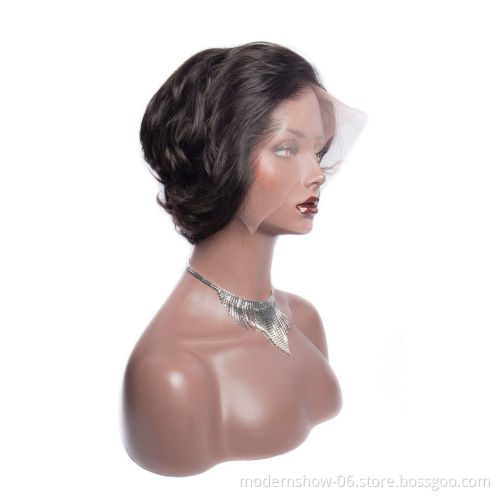 Mink Brazilian Virgin Silky Straight Wave Bob Short Pixie cut Human Hair Lace Wigs